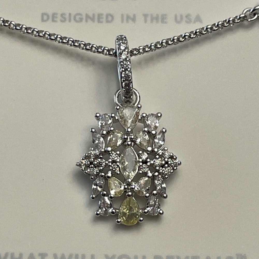 Bomb Party OG Necklace “Extra is Always Welcome” NK51795 Rhodium/Lemon CZ NIB